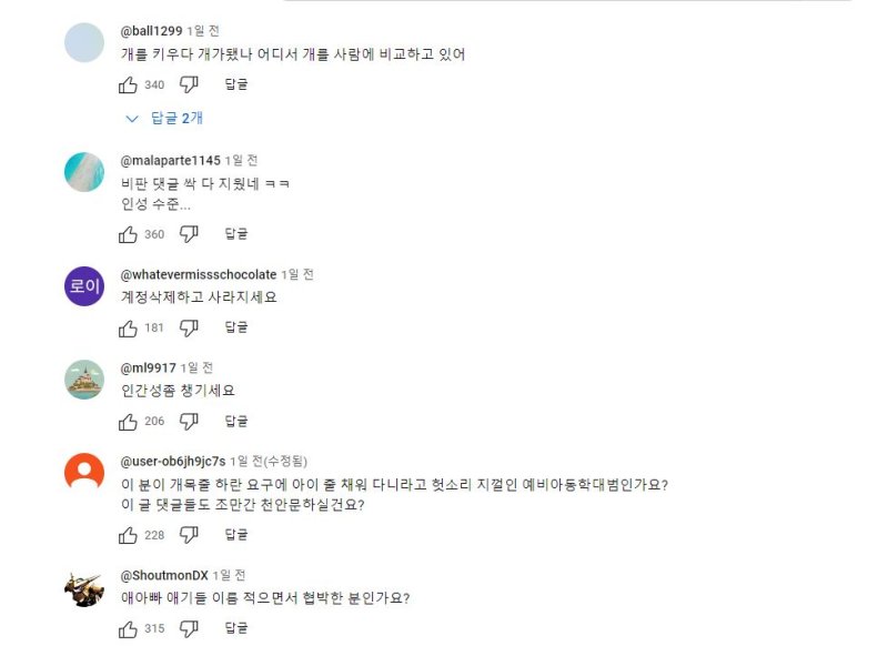 [서울=뉴시스]12만명이 넘는 구독자를 보유한 펫튜버 A씨는 지난달 자신의 사회관계망서비스(SNS)에 반려견 입마개를 요구하는 행인과의 언쟁이 담긴 영상을 올렸다. (사진=A씨 유튜브 채널 커뮤니티 캡처) 2024.06.17. photo@newsis.com *재판매 및 DB 금지