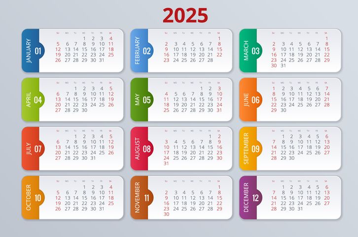 2025년 달력. 게티이미지 제공