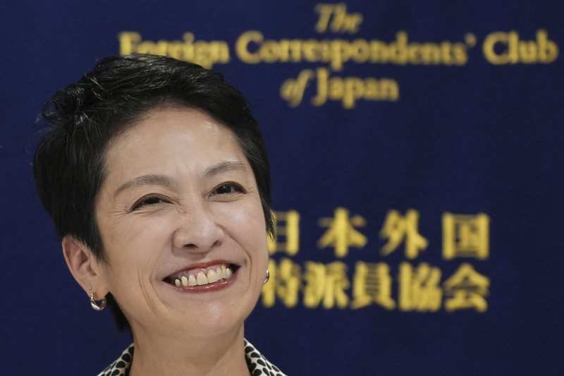 [도쿄=AP/뉴시스]도쿄도지사 선거에 출마한 렌호 전 참의원 의원이 14일 일본 외신기자클럽에서 기자회견을 하고 있다. 2024.06.20.