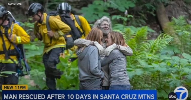 산속에서 구조된 루카스 매클래시가 가족들과 안고 있다. /사진=ABC 뉴스,국민일보