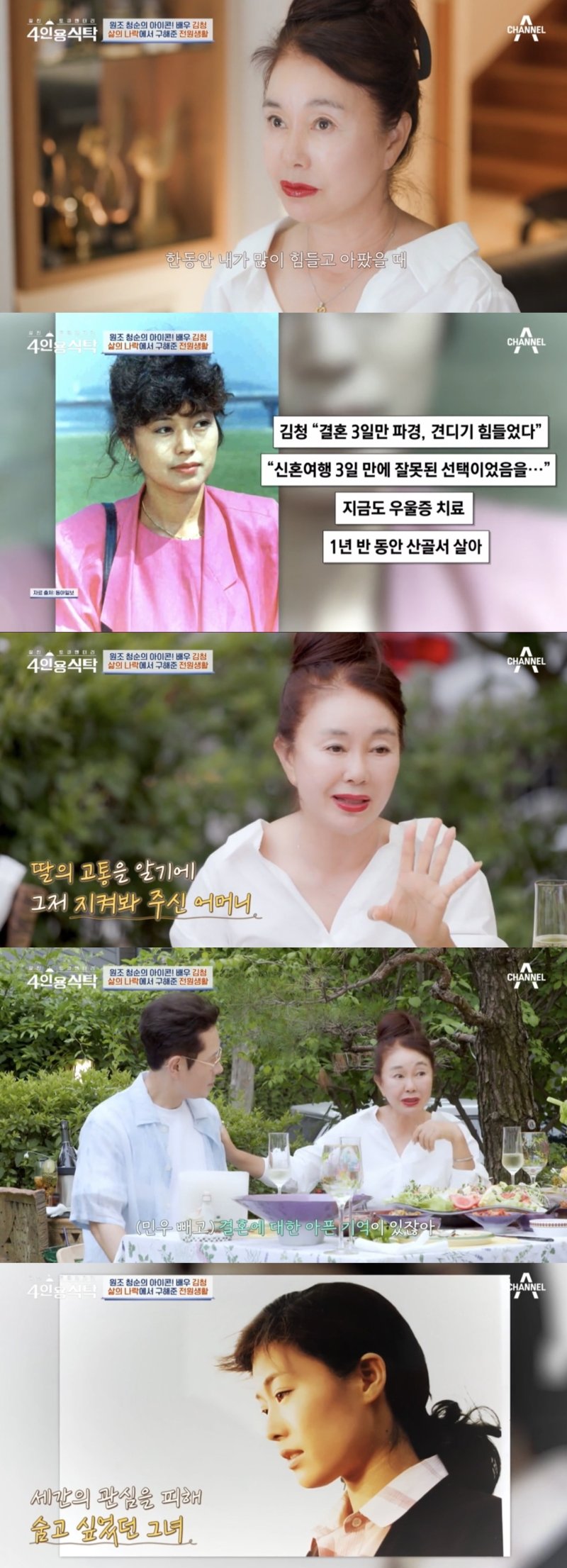 배우 김청 "결혼 3일만 이혼…강원도 산골서 1년반 살아"