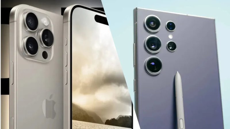 삼성 갤럭시 S24 울트라(오른쪽)와 애플 아이폰 16 프로 맥스 예상 렌더링
