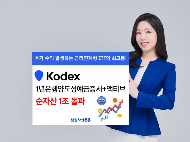 “70일 만에...” KODEX 1년은행양도성예금증서+액티브, 순자산 1조 돌파