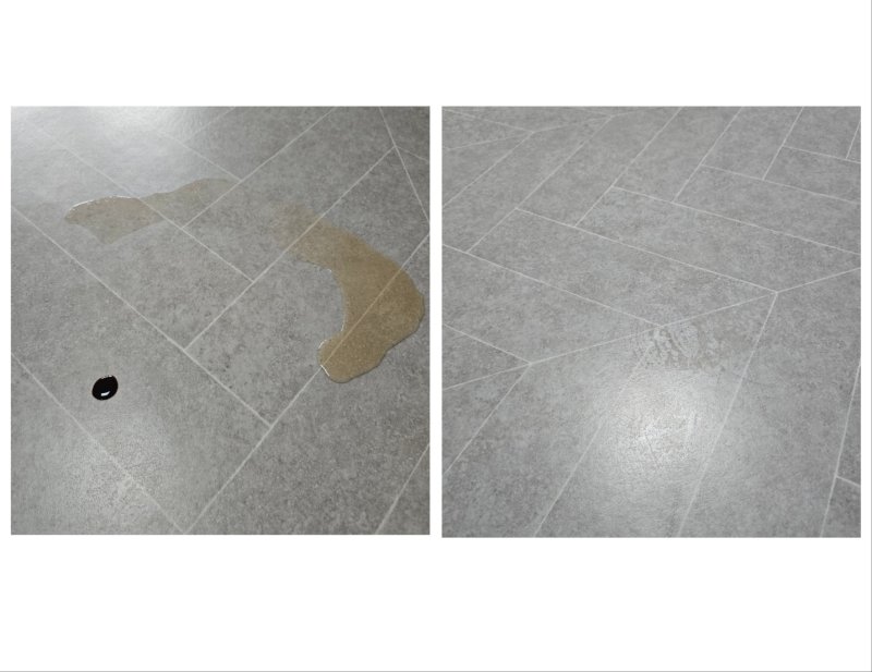 탄산음료 자국이 일부 남긴 했지만 대부분의 이물질이 깔끔하게 지워졌다.