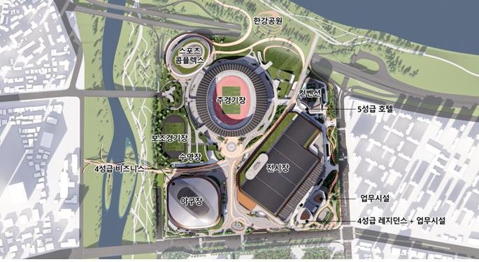 잠실 스포츠·MICE 복합공간 조성사업(안) 단지배치도.(서울시 제공)