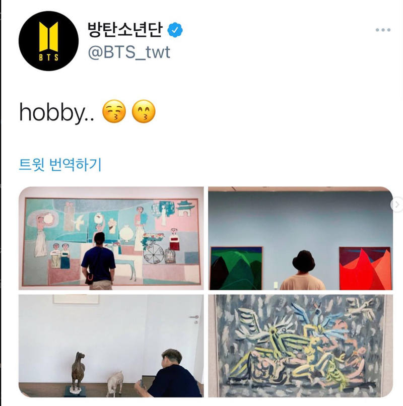 BTS 멤버 RM이 대구미술관에서 개최된 '이건희 컬렉션'을 감상하는 모습. 대구미술관 인스타그램 갈무리