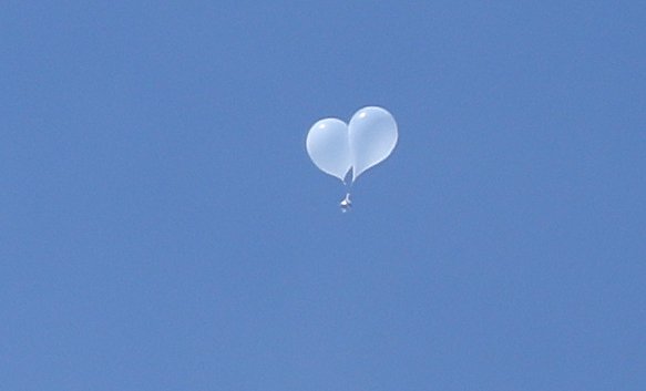 24일 오전 서울 용산 대통령실 인근 상공에 오물풍선이 낙하하고 있다. 사진=뉴시스