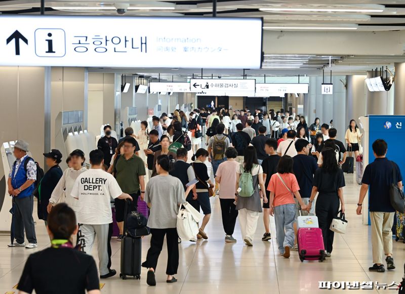 24일 김포공항 국내선 터미널이 공항 이용객들로 붐비고 있다. 한국공항공사 제공