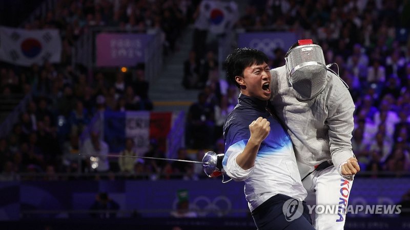 역대 최초의 펜싱 2관왕 오상욱의 포효 / 사진 = 연합뉴스