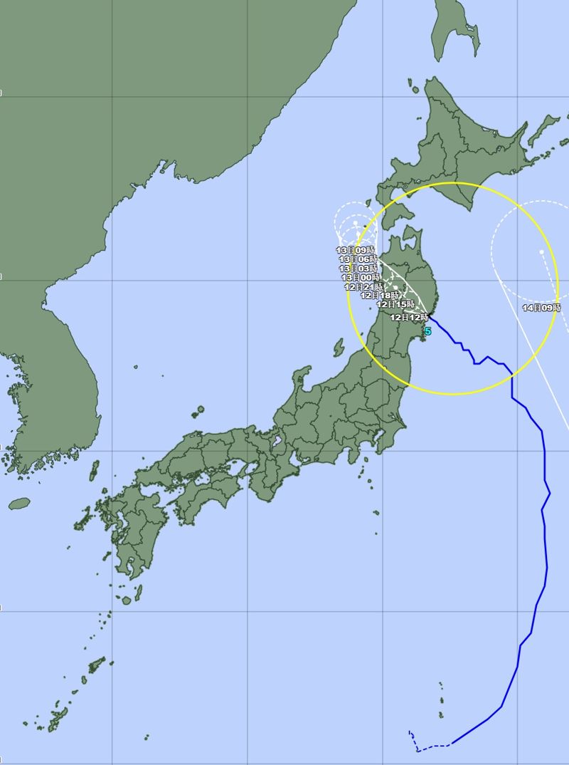 제5호 태풍 '마리아' 진행 경로. 일본 기상청