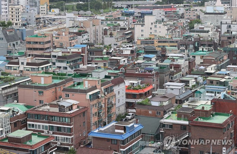 서울 시내 다세대, 빌라들이 밀집한 주택가 모습. 연합뉴스