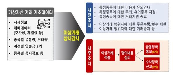 가상자산거래소의 이상거래 상시감시 업무 흐름도. 금융위원회 금융감독원 제공