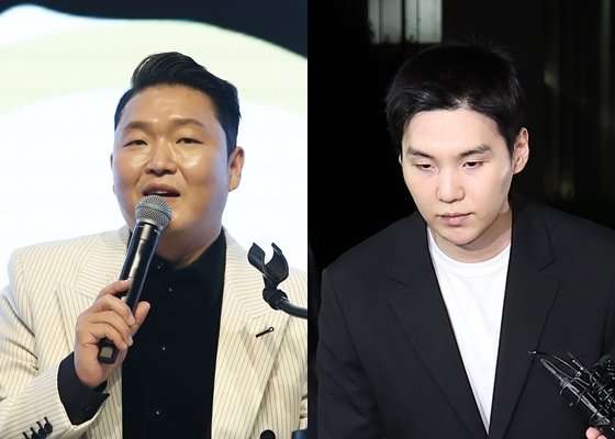 싸이, '흠뻑쇼'에서 슈가 공개 응원?…'댓댓' 협업에 대한 감사