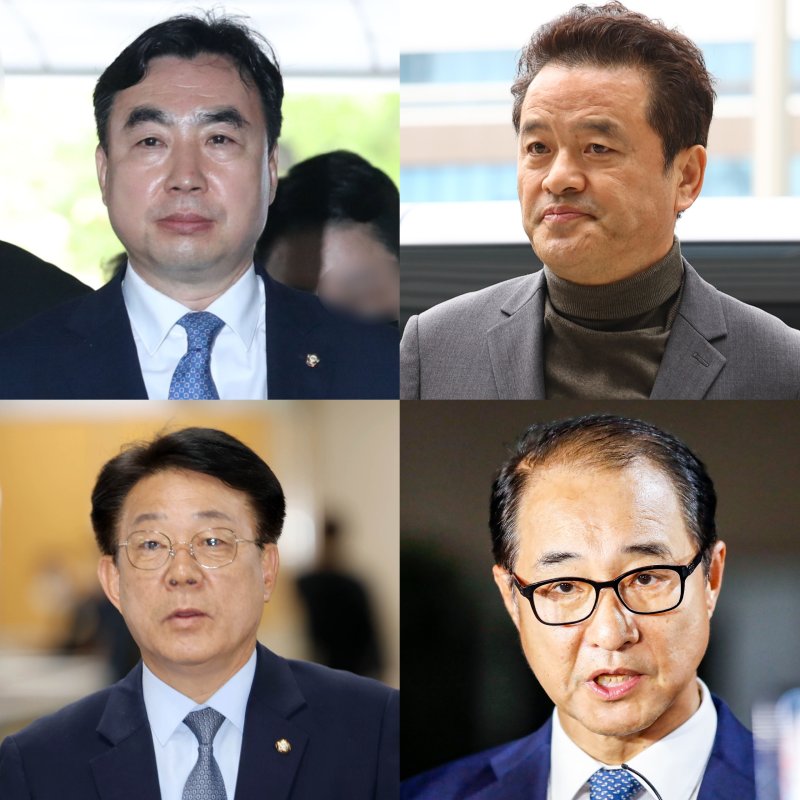 사진은 왼쪽 위부터 시계방향으로 윤관석 전 무소속 의원, 임종성 전 민주당 의원, 이성만 전 무소속 의원, 허종식 민주당 의원/사진=뉴시스