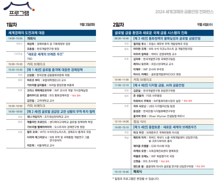 2024 세계경제와 금융안정 컨퍼런스 개요. 한국은행 제공.