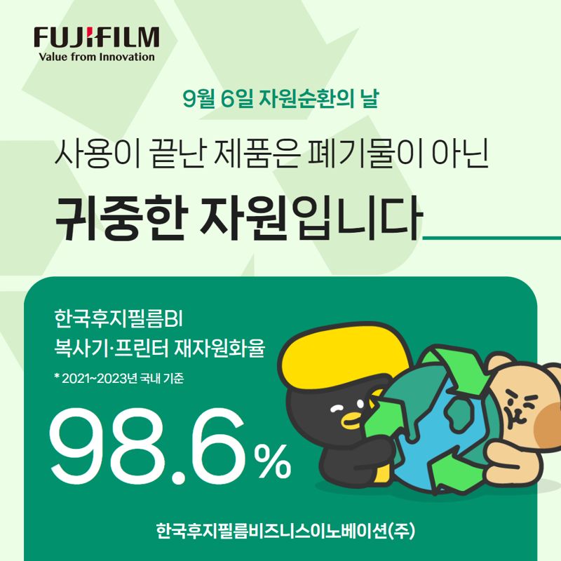 한국후지필름BI, 제품 재자원화 98%.. 올해도 10만여대 달성