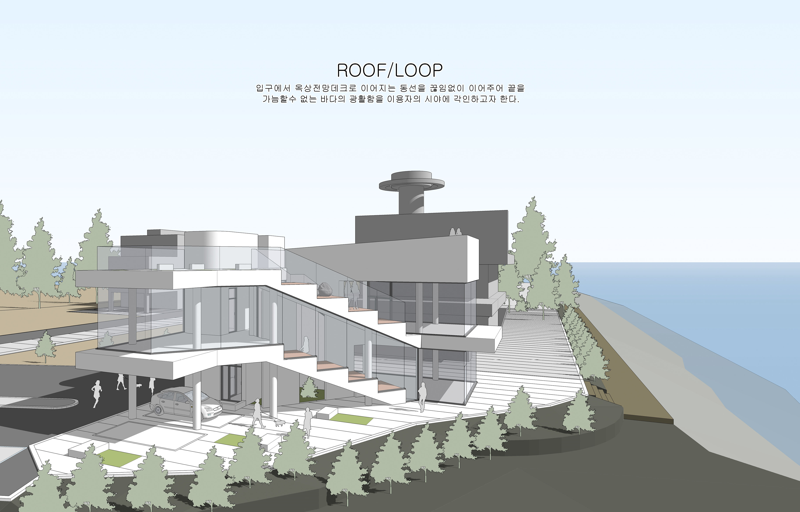 울산 고늘지구 해안 카페 건축설계 공모 당선작으로 선정된 건축사사무소 이수의 ‘루프/루프(ROOF/LOOP)’ 조감도. 울산시 제공