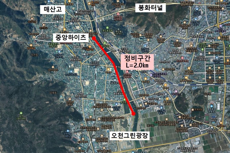 순천시 강변 고가도로 시설물 정비구간.(순천시 제공)2024.9.9/뉴스1