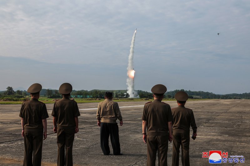 북한이 고중량 재래식 탄두를 장착한 신형 단거리탄도미사일(SRBM) 시험발사에 성공했다고 19일 밝혔다. 북한 미사일총국은 전날 "신형전술탄도미사일 '화성포-11다-4.5' 시험발사와 개량형전략순항미사일 시험발사를 성공적으로 진행했다고 조선중앙통신이 이날 보도했다. 사진=조선중앙통신 캡처