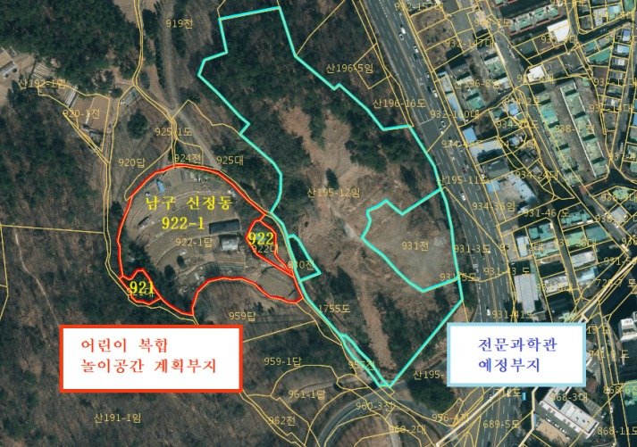 2026년 준공 예정인 ‘국립울산 탄소중립 전문과학관’ 인근 부지에 어린이 복합 교육놀이 공간이 조성된다. (울산시의회 제공)