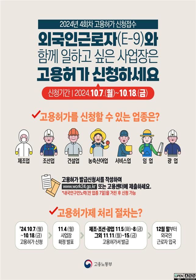 외국인근로자 희망한다면 18일까지 신청.. 임업 근무처 추가제도 시행