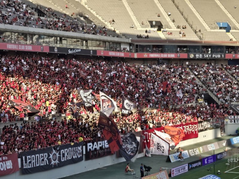 [서울=뉴시스] 프로축구 K리그1 FC서울와 수원FC가 맞붙은 '하나은행 K리그1 2024' 32라운드 도중 관중석에서 한 팬이 쓰러지는 아찔한 사고가 발생했다. hatriker22@newsis.com 2024. 9. 29.
