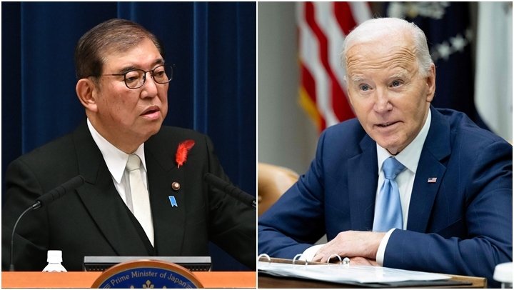 이시바 시게루 일본 총리(왼쪽)와 조 바이든 미국 대통령. 연합뉴스
