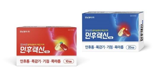 경남제약 인후렉신캡슐(은교산) 10캡슐, 20캡슐 제품 이미지. 경남제약 제공