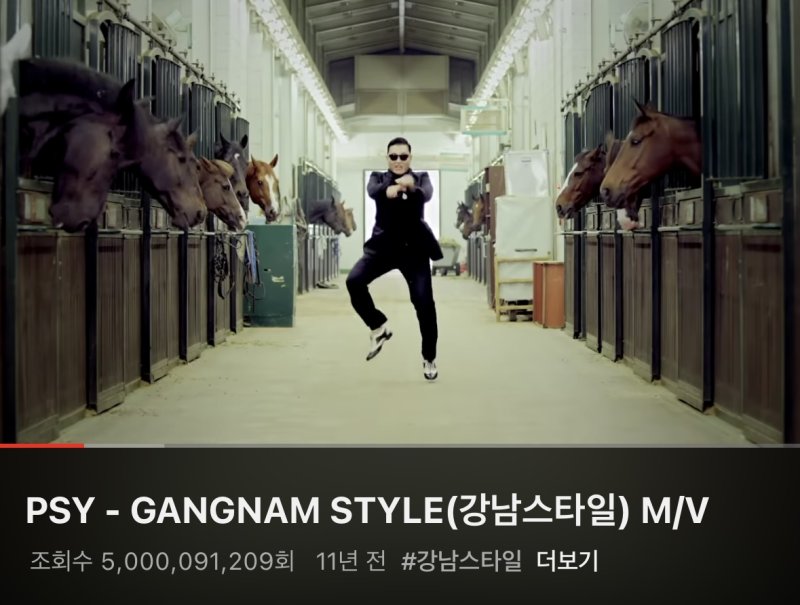 싸이 ‘강남스타일’, 유튜브 20년 역사상 중요한 순간들에 선정