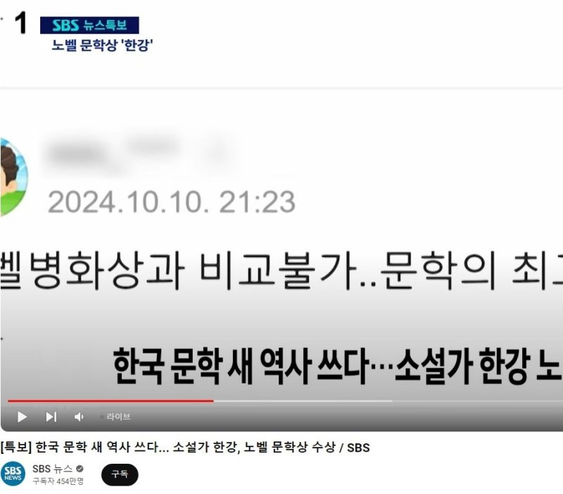 노벨병화상? SBS, 한강 뉴스에 故김대중 대통령 비하 댓글 노출…사과