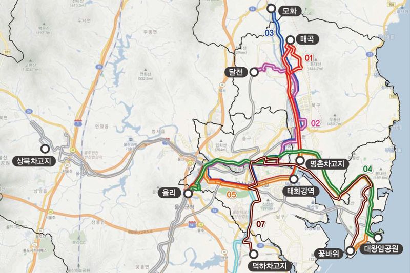 개편된 울산 시내버스 직행 좌석 16개 노선