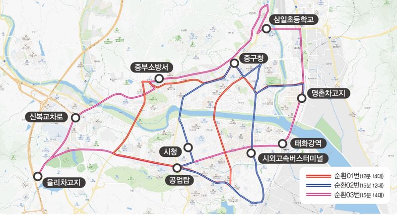 신설된 울산 시내버스 4개 순환 노선