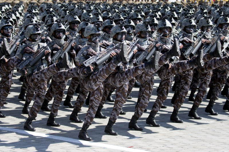 2018년 9월 9일 북한 평양에서 열린 북한 건국 70주년 기념 열병식에서 행진하고 있는 북한 군인들. 사진=AP·뉴시스