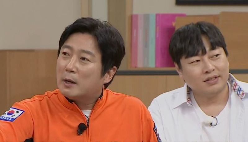 지난 2일 JTBC '아는 형님' 방송 장면 일부에서 포착된 개그맨 이수근(왼쪽)과 이진호./JTBC