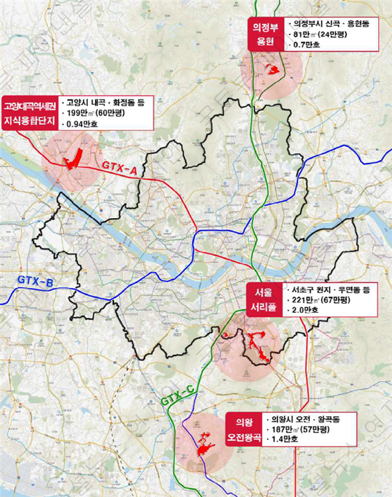 2024년 신규택지 위치도. 국토교통부 제공