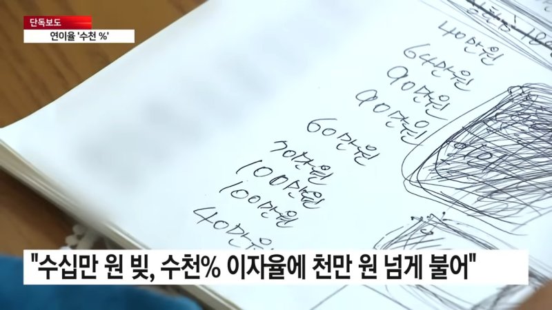 불법 채권추심에 시달렸다가 숨진 30대 싱글맘의 수첩에 사채업자들의 명단과 액수가 적혀있다.(사진=YTN 갈무리) *재판매 및 DB 금지 /사진=뉴시스