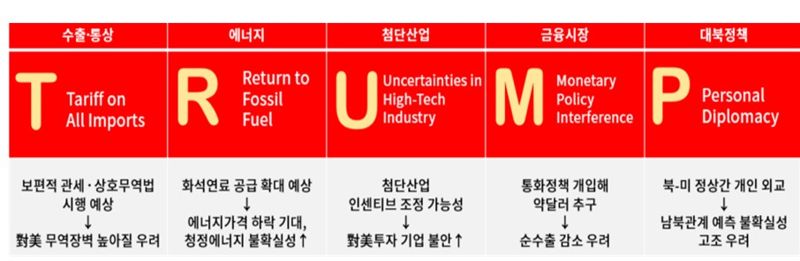 트럼프 당선이 한국 경제에 미치는 분야별 영향. 대한상공회의소 제공