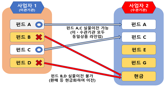 상품 라인업에 따른 실물이전 가능 여부(예시) /사진=금융감독원