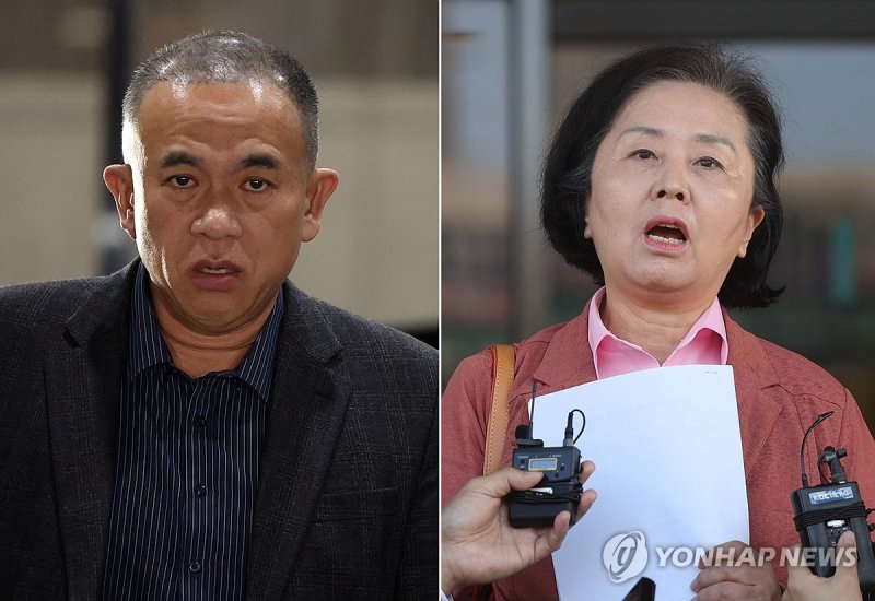 검찰이 최근 김건희 여사 '공천 개입 의혹'과 미래한국연구소의 '불법 여론조사 의혹' 등 사건 핵심 인물인 명태균 씨와 국민의힘 김영선 전 의원 등 4명에 대한 구속영장을 청구했다. 검찰은 이들 돈거래에 공천 대가성이 있었다고 판단했다. 사진은 왼쪽부터 최근 창원지방검찰청(창원지검)에서 발언하는 명 씨와 김 전 의원. 2024.11.12 사진=연합뉴스