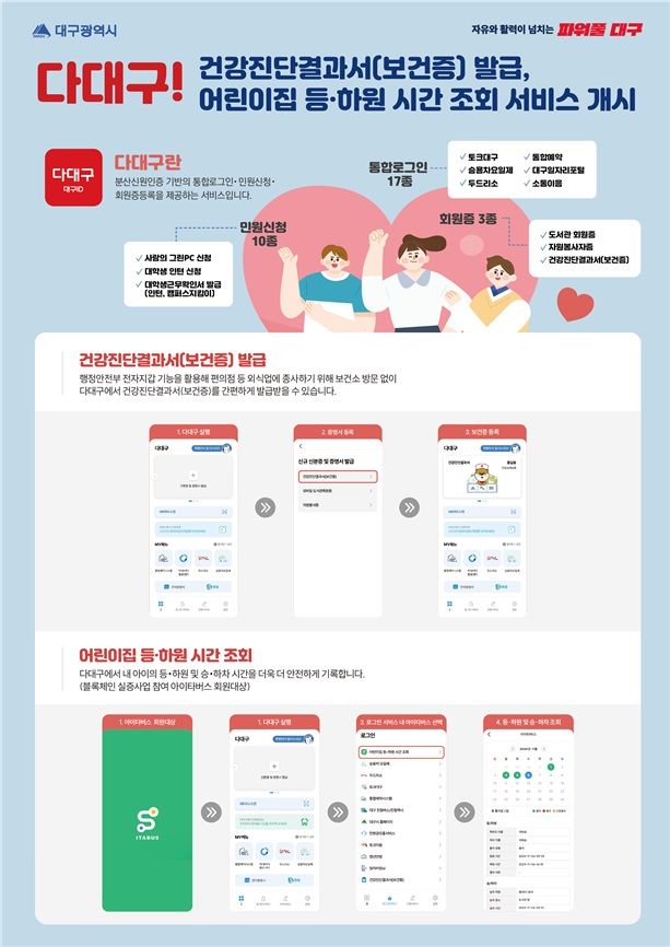 블록체인 기반의 분산신원 인증 앱 '다대구'의 신규 서비스 2종. 대구시 제공