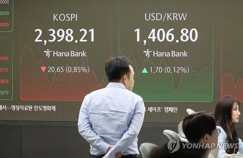 코스피가 15일 이차전지주 약세 등의 영향으로 하락해 지난 8월 '블랙먼데이' 이후 처음으로 2400선을 내줬다. 사진=연합뉴스