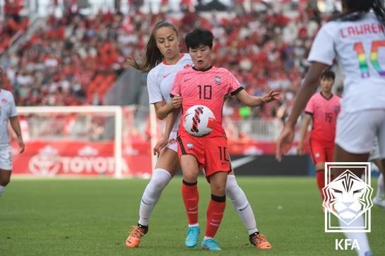 여자 축구대표팀이 스페인 원정을 떠나 스페인, 캐나다를 상대로 평가전을 치른다. 사진은 지소연(10번). (대한축구협회 제공)