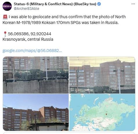 Status-6 "北자주포 추정 무기 촬영 장소는 러 중부 도시" [소셜미디어 엑스 Status-6 계정 갈무리]