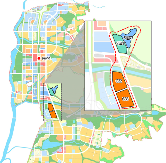 동탄2 종합병원 건립 패키지형 개발사업 위치도. LH 제공