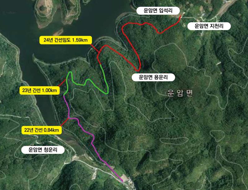 전북 임실 청운~지천 임도 위치도. 임실군 제공