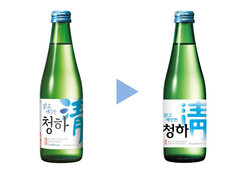 롯데칠성음료는 자사 청주 브랜드 '청하' 패키지 디자인을 리뉴얼했다.(롯데칠성음료 제공)