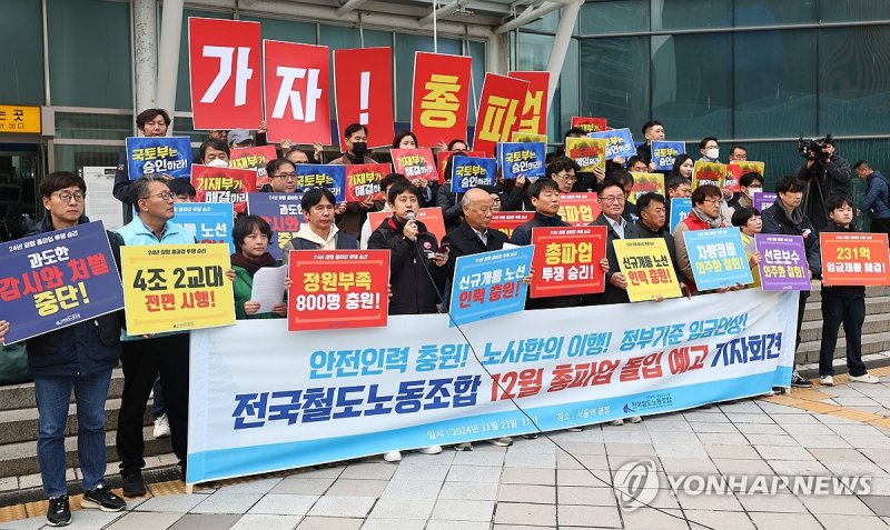 철도노조 "12월 5일부터 무기한 총파업 돌입" (출처=연합뉴스)