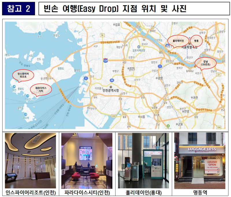 인천공항공사의 이지드랍 서비스 참고자료. 인천국제공항공사 제공