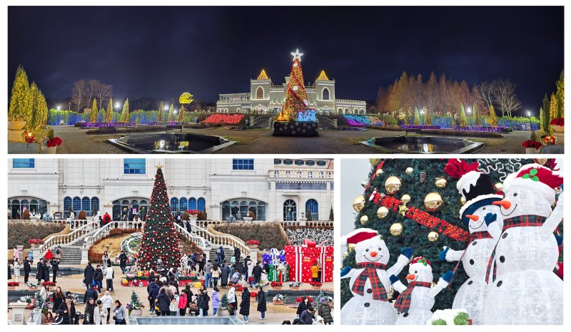 [임실=뉴시스] 지난해 '임실 산타축제'가 열렸던 임실치크테마파크 경관과 방문객, 조형물 등의 모습. *재판매 및 DB 금지