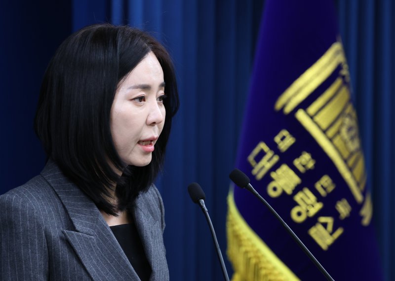[서울=뉴시스] 최진석 기자 = 정혜전 대변인이 29일 서울 용산 대통령실 청사에서 현안 관련 브리핑을 하고 있다. 2024.11.29. myjs@newsis.com